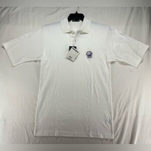 NEW Descente International Collection Men’s M Polo Shirt Golf White Open Heart